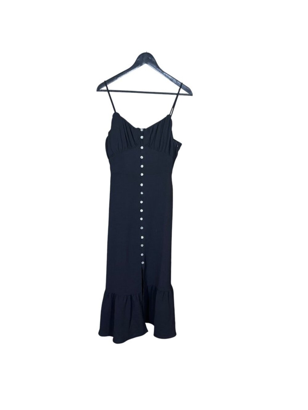 Forever 21 Black Button Up Spaghetti Strap Midi Dress Large